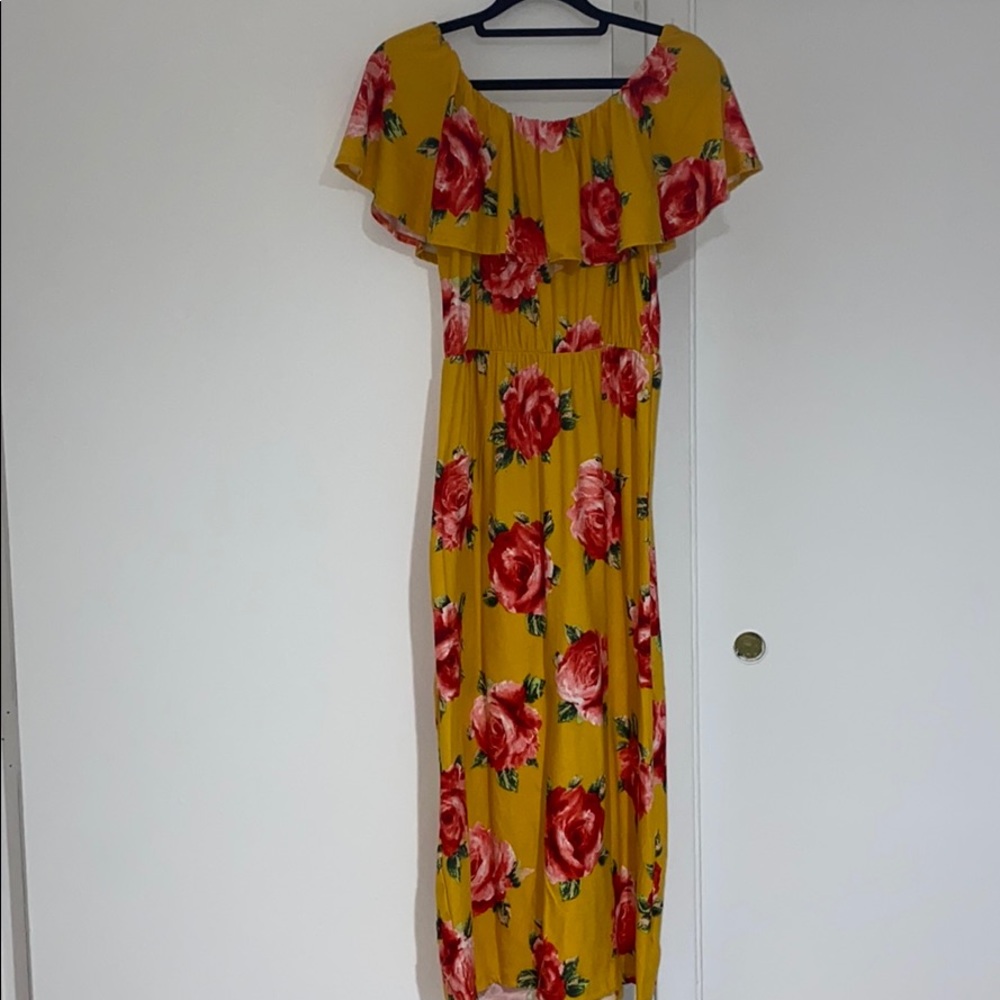Beautiful yellow mustard with floral print